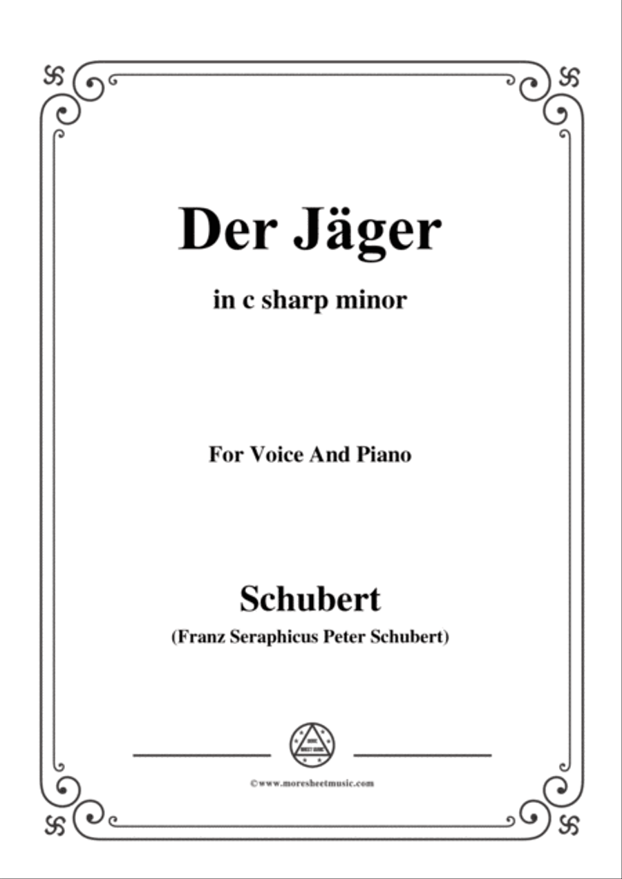 Schubert-Der Jäger,from 'Die Schöne Müllerin',Op.25 No.14,in c sharp minor,for Voice&Pno Voice scores gallery preview page 1