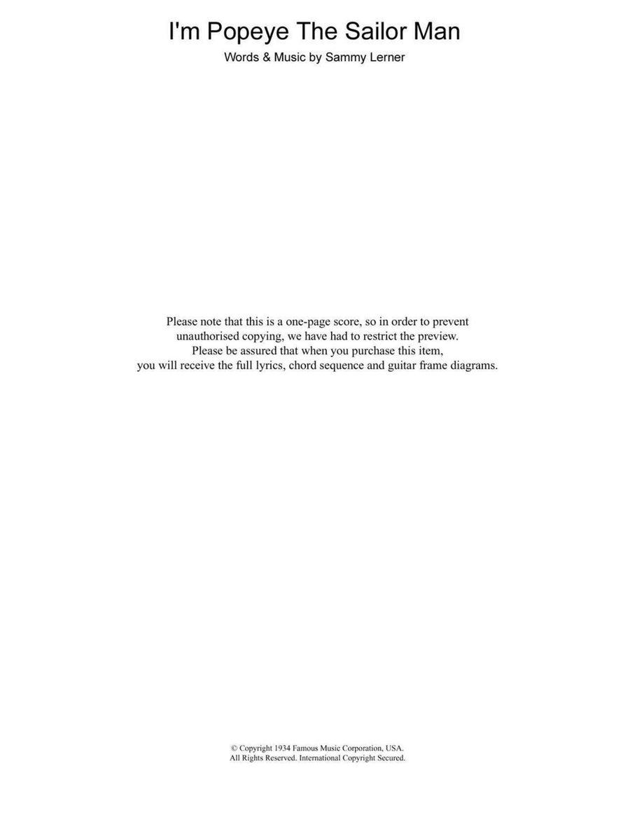 I'm Popeye The Sailor Man Piano scores gallery preview page 1