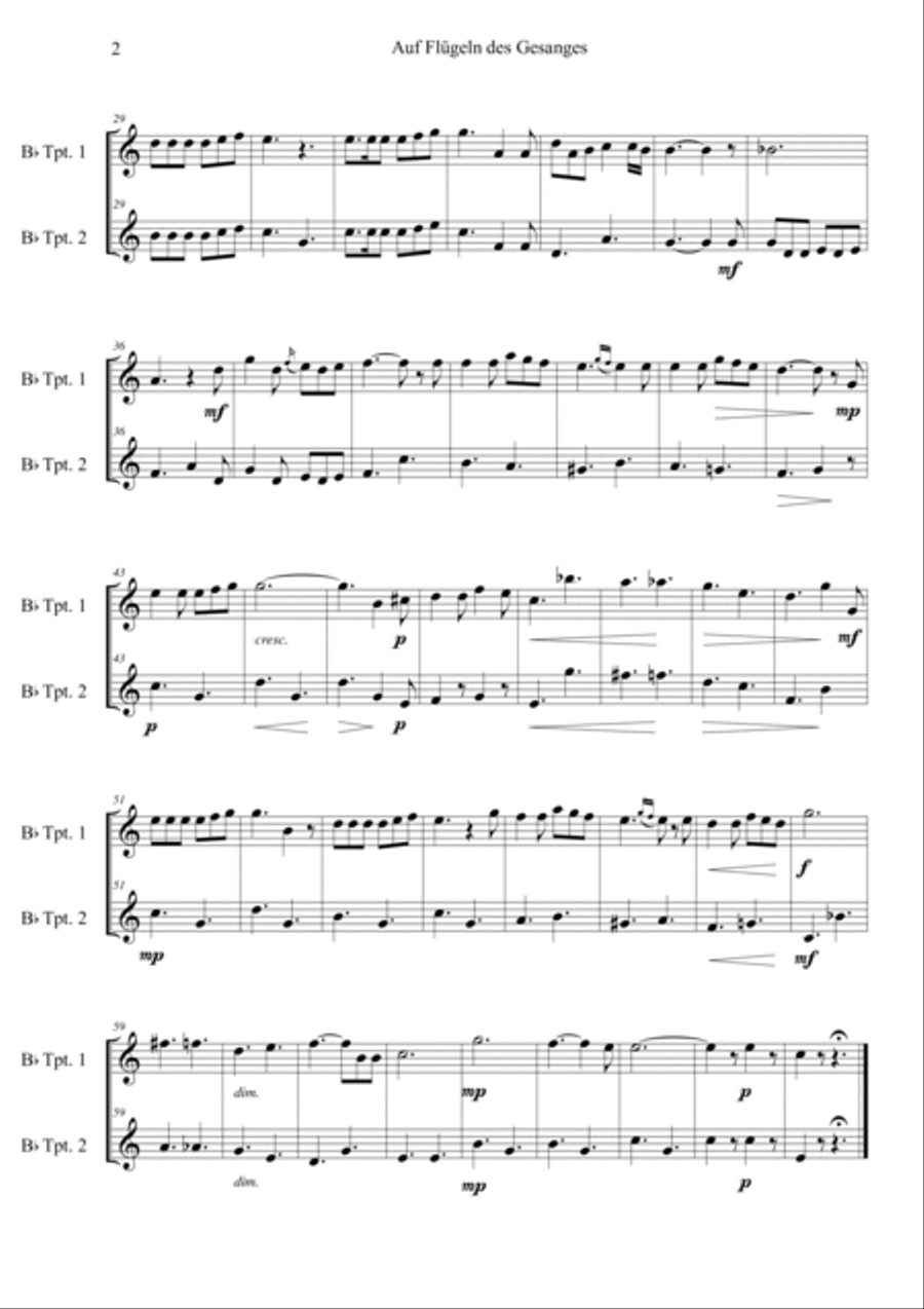 Auf Flugeln des Gesanges in Bb Brass Duet scores gallery preview page 2