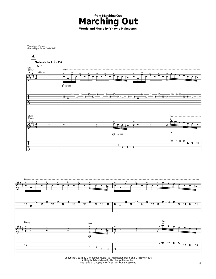 Marching Out Marching Out Electric Guitar scores gallery preview page 1