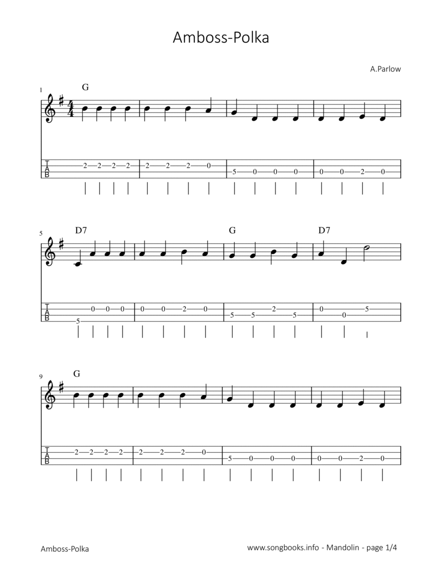 Amboss-Polka - A. Parlow Mandolin scores gallery preview page 1