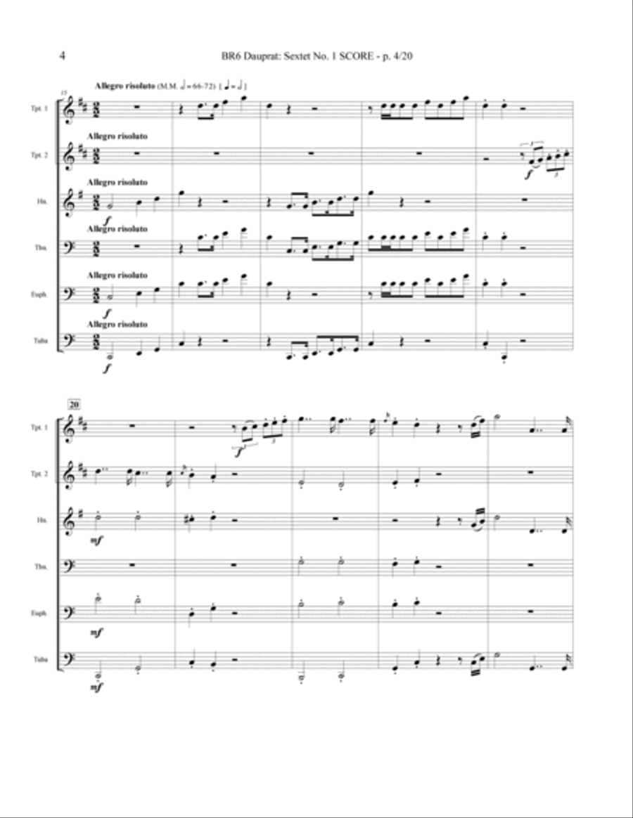 SEXTET #1 in C Brass Ensemble scores gallery preview page 4