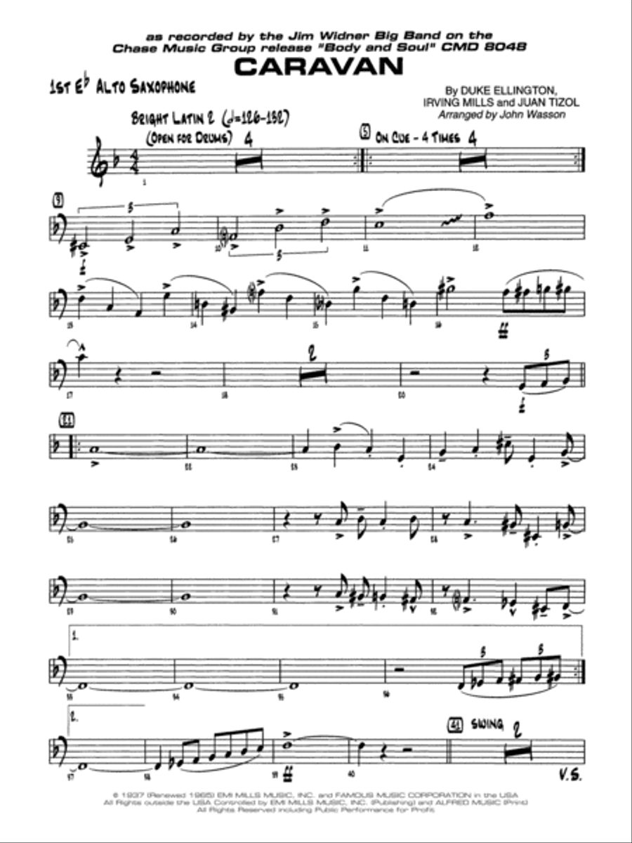 Caravan: E-flat Alto Saxophone Jazz Ensemble scores gallery preview page 1