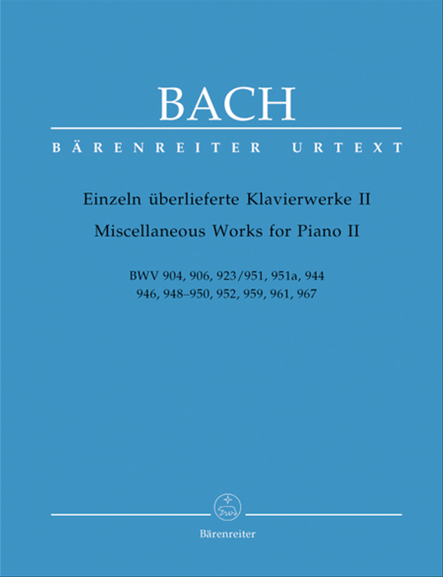Einzeln ueberlieferte Klavierwerke II BWV 904, 906, 923/951, 951a, 944, 946, 948-950, 952, 959, 961, 967 Harpsichord scores gallery preview page 1