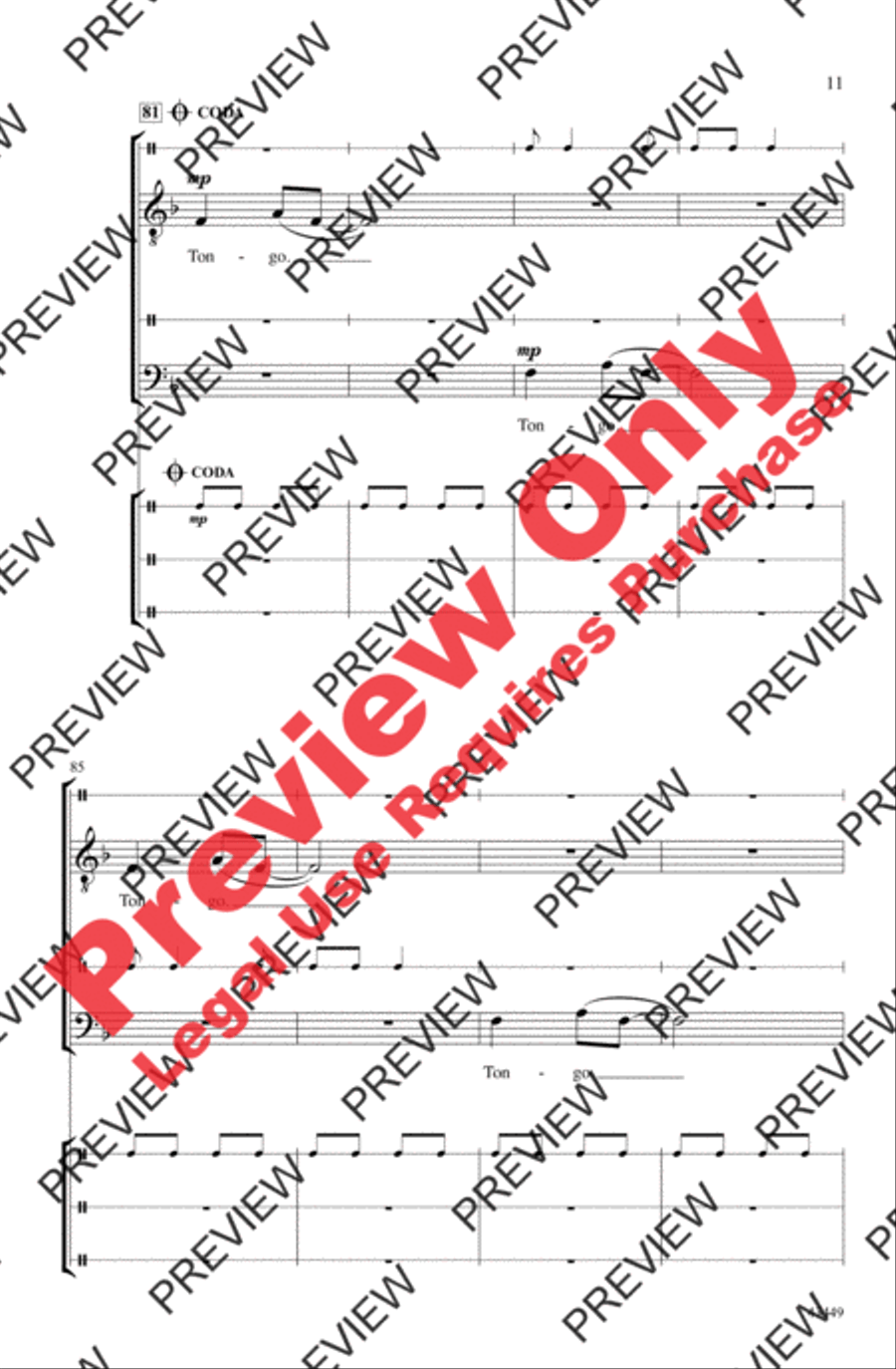 Tongo Tongo Men's Choir scores gallery preview page 11