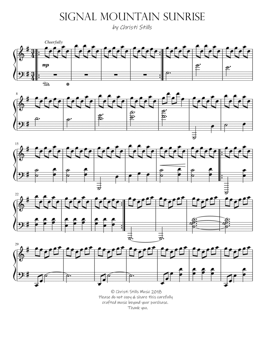 Signal Mountain Sunrise Piano Solo scores gallery preview page 1