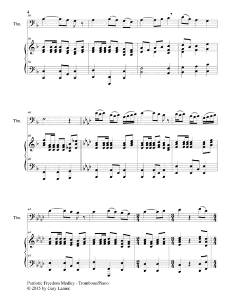 PATRIOTIC FREEDOM MEDLEY (Duet – Trombone and Piano/Score and Parts) image number null