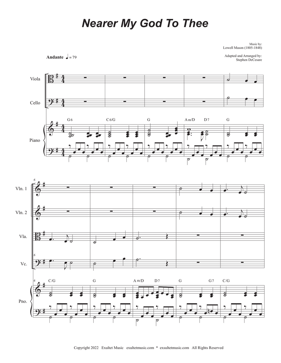 Nearer My God To Thee (String Quartet and Piano) String Quartet scores gallery preview page 1