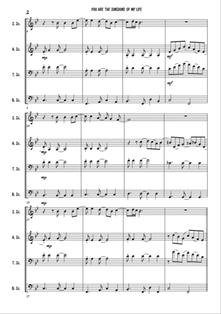 You Are The Sunshine Of My Life Woodwind Quartet scores gallery preview page 2