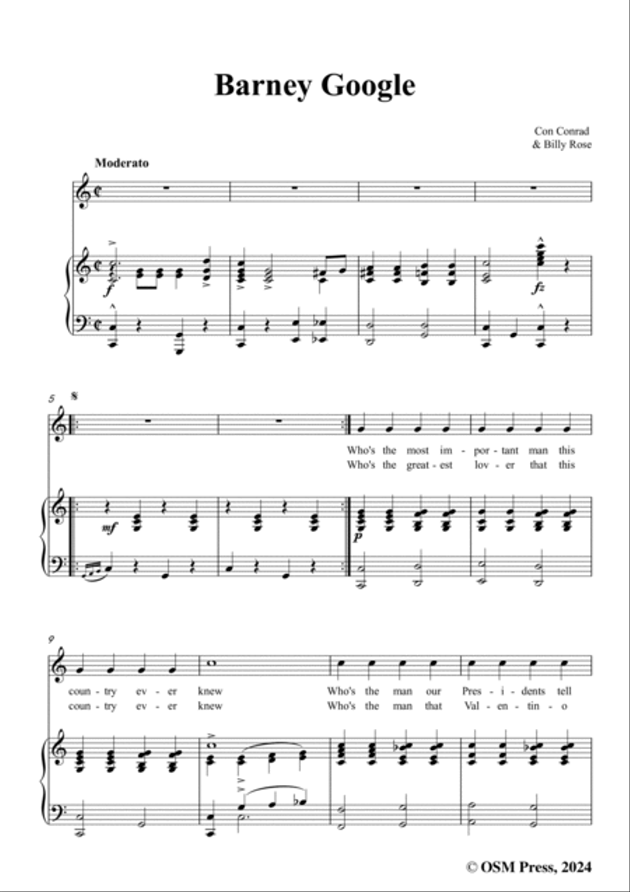 Con Conrad,Billy Rose-Barney Google,in C Major Voice scores gallery preview page 3