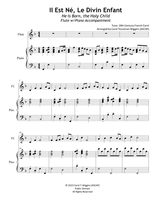 Il Est Né, Le Divin Enfant (Flute w/Piano Accompaniment)