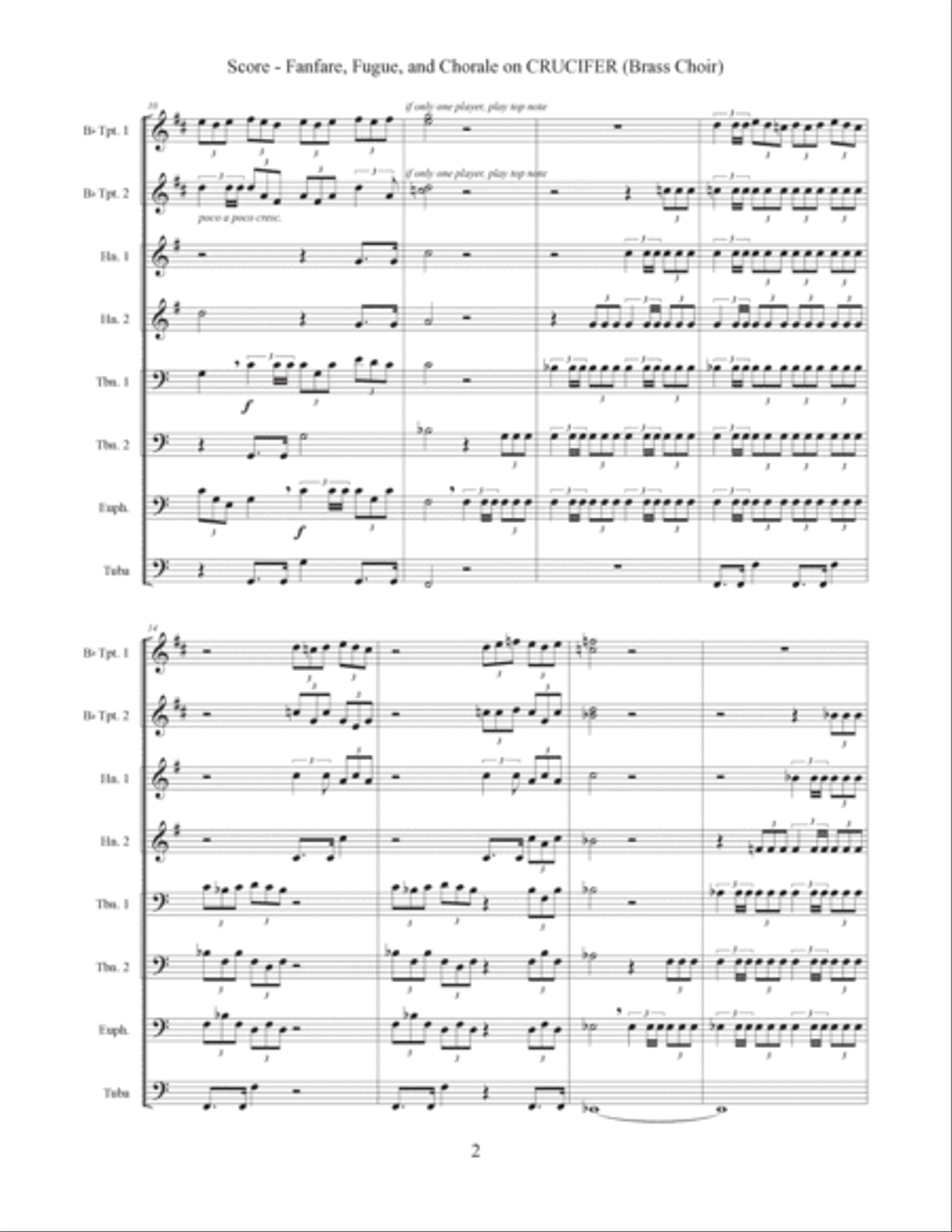 Fanfare, Fugue, and Chorale on CRUCIFER (Brass Choir with Optional Organ) Brass Ensemble scores gallery preview page 3