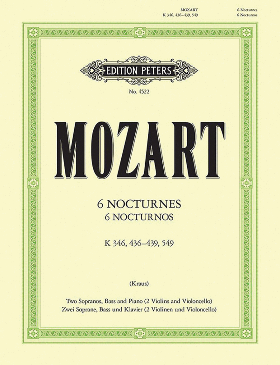 6 Nocturnos (Edition for 2 Sopranos and Bass with Piano [2 Violins and Cello]) Voice scores gallery preview page 1