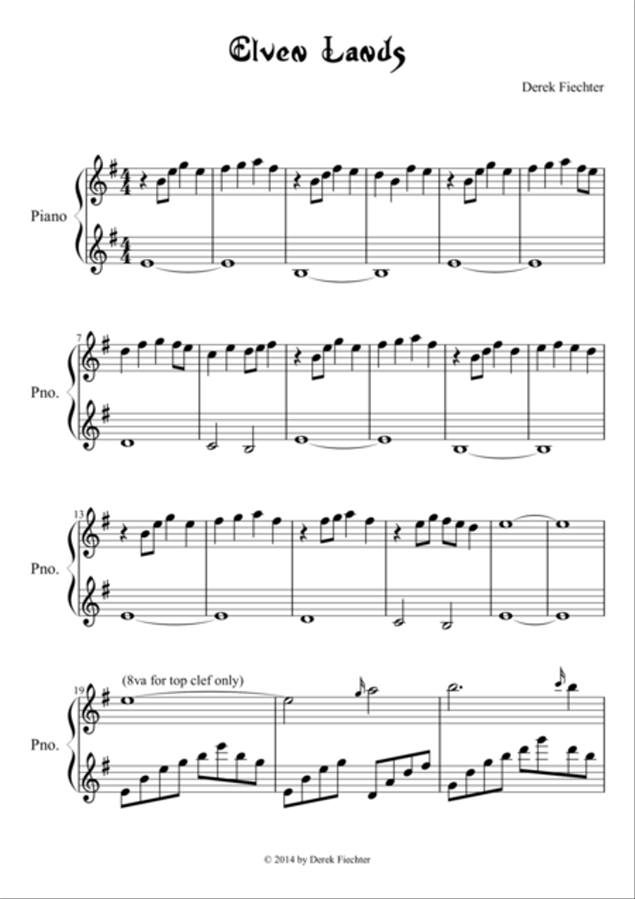 Elven Lands Elven Lands Piano Solo scores gallery preview page 1