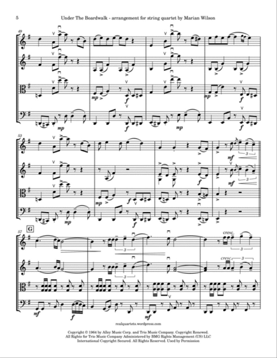 Under The Boardwalk String Quartet scores gallery preview page 5