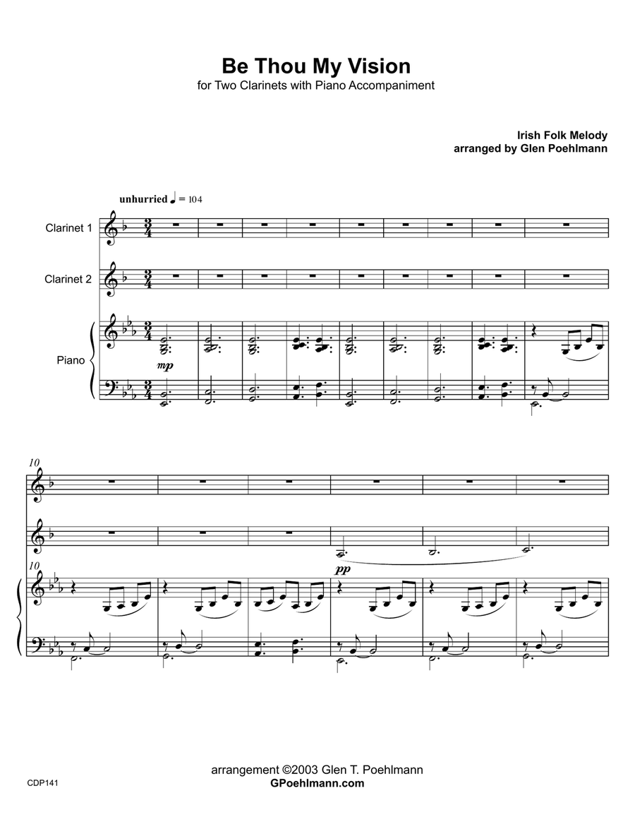 BE THOU MY VISION - CLARINET DUET with Piano Accompaniment Clarinet Duet scores gallery preview page 1