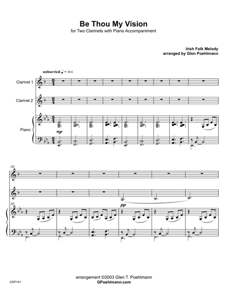 BE THOU MY VISION - CLARINET DUET with Piano Accompaniment image number null