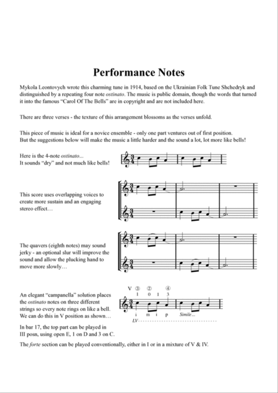 Carol Of The Bells - Instrumental for 4 guitars/large ensemble Large Ensemble scores gallery preview page 3