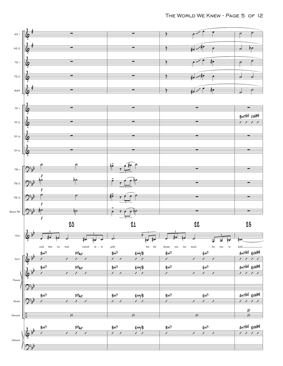 The World We Knew (over And Over) Jazz Ensemble scores gallery preview page 5