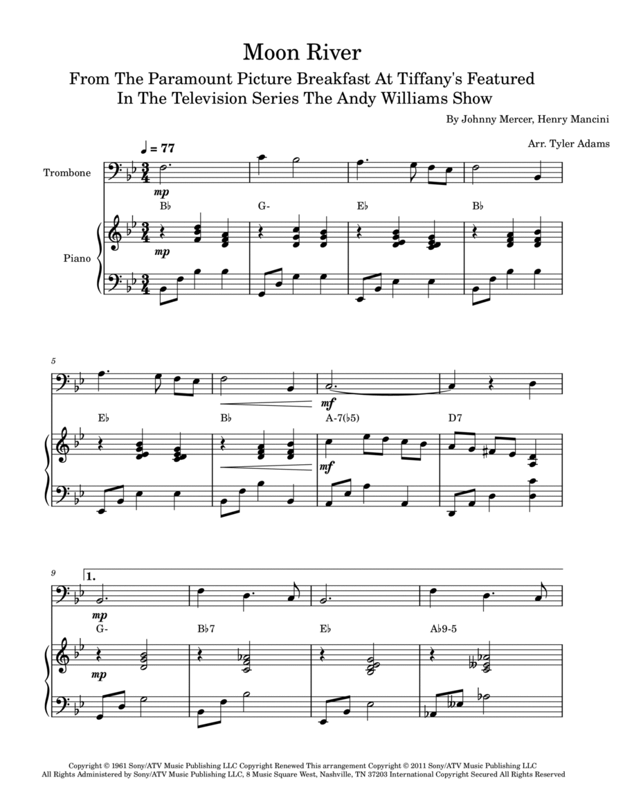Moon River Piano scores gallery preview page 1
