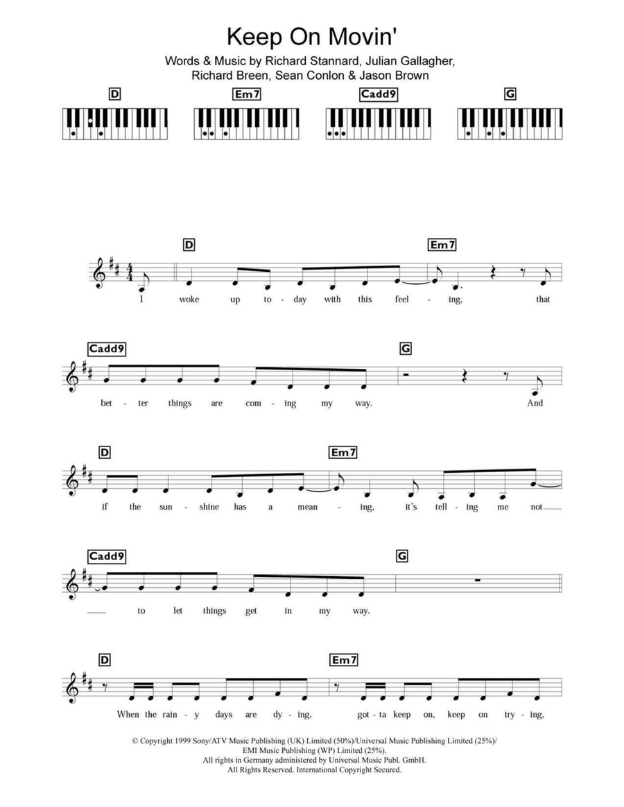 Keep On Movin' Piano scores gallery preview page 1