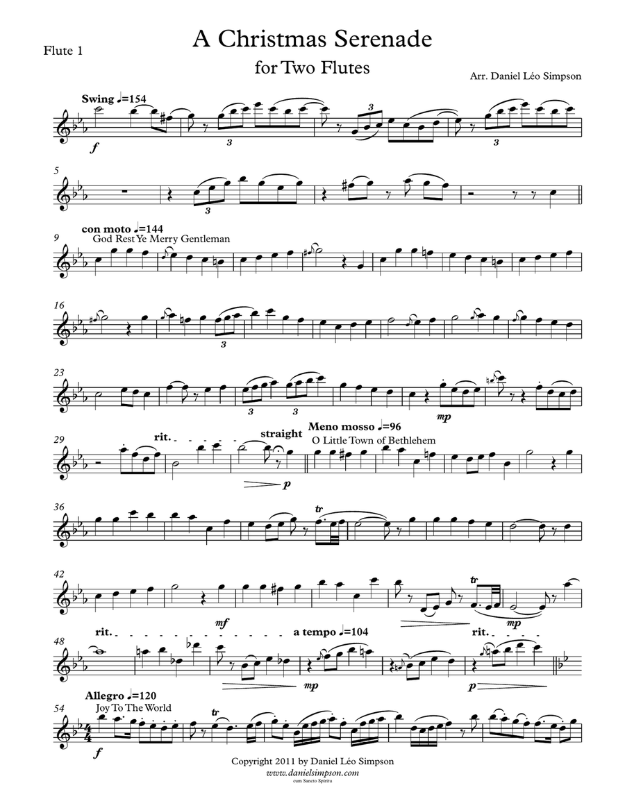 Christmas Serenade for Two Flutes (A Christmas medley of songs) Flute Duet scores gallery preview page 5
