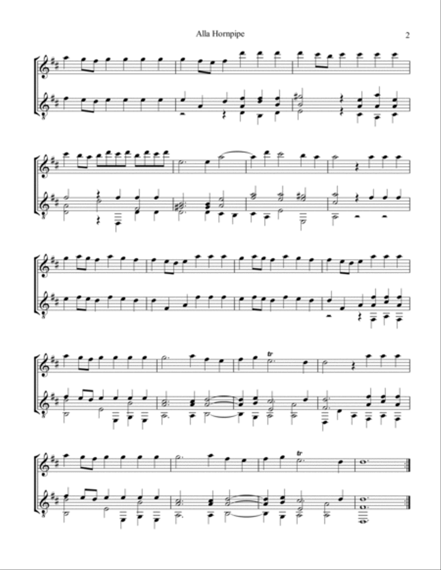 Alla Hornpipe from Water Music for violin or flute and guitar Flute scores gallery preview page 2