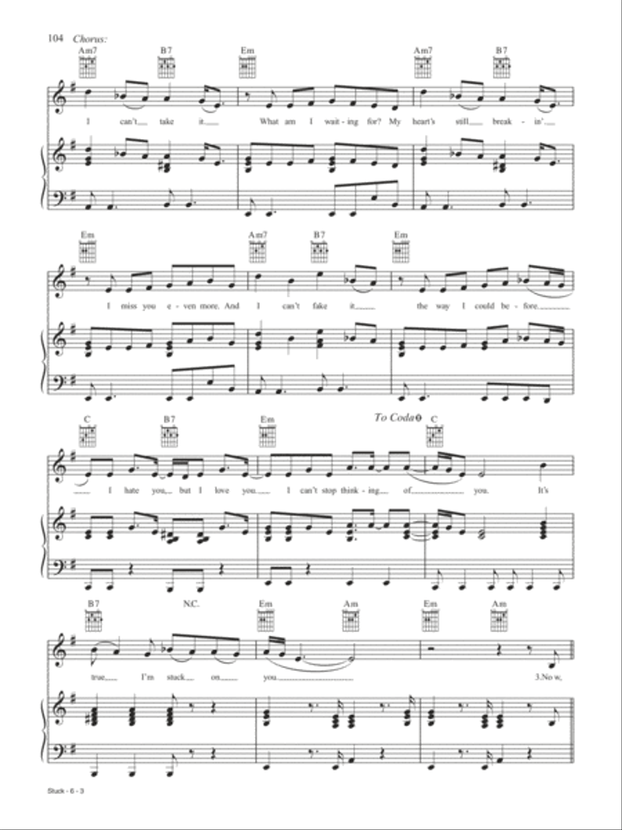 Stuck Piano, Vocal, Guitar scores gallery preview page 3