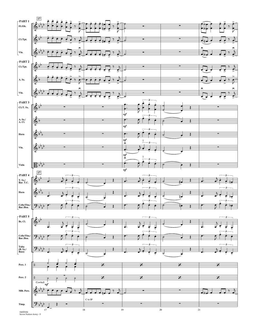 Seven Nation Army - Conductor Score (Full Score) Concert Band scores gallery preview page 5