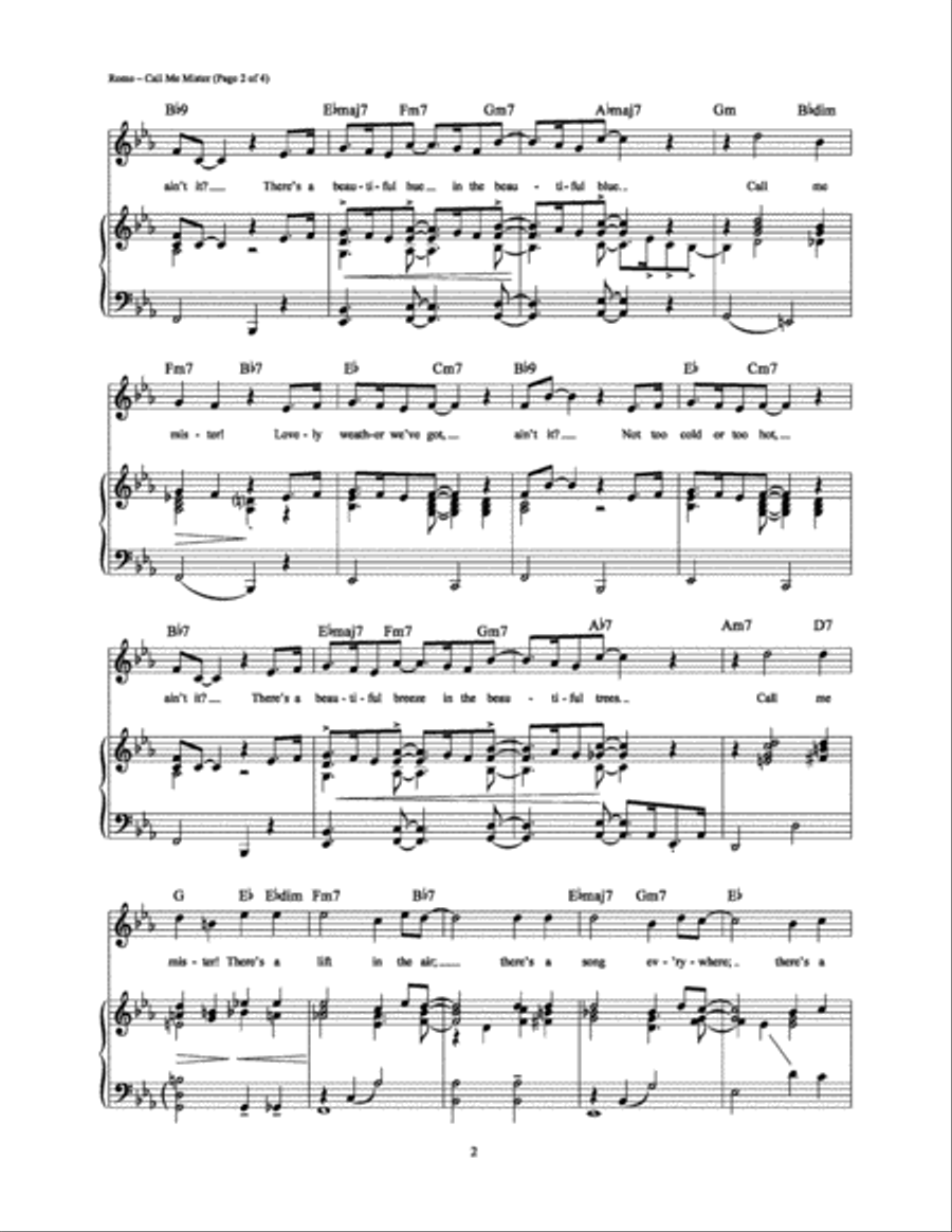 Call Me Mister Piano, Vocal, Guitar scores gallery preview page 2