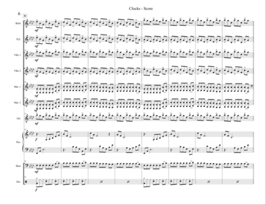 Clocks Percussion Ensemble scores gallery preview page 6