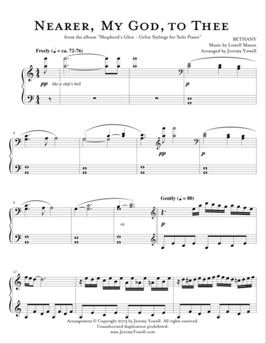 Nearer, My God, to Thee Piano Solo scores gallery preview page 1