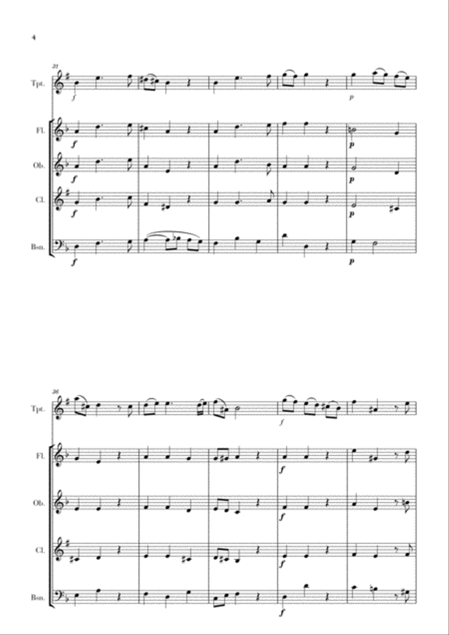 Haendel - Lascia ch’io pianga (for Trumpet and Woodwind Quartet) Woodwind Quartet scores gallery preview page 4