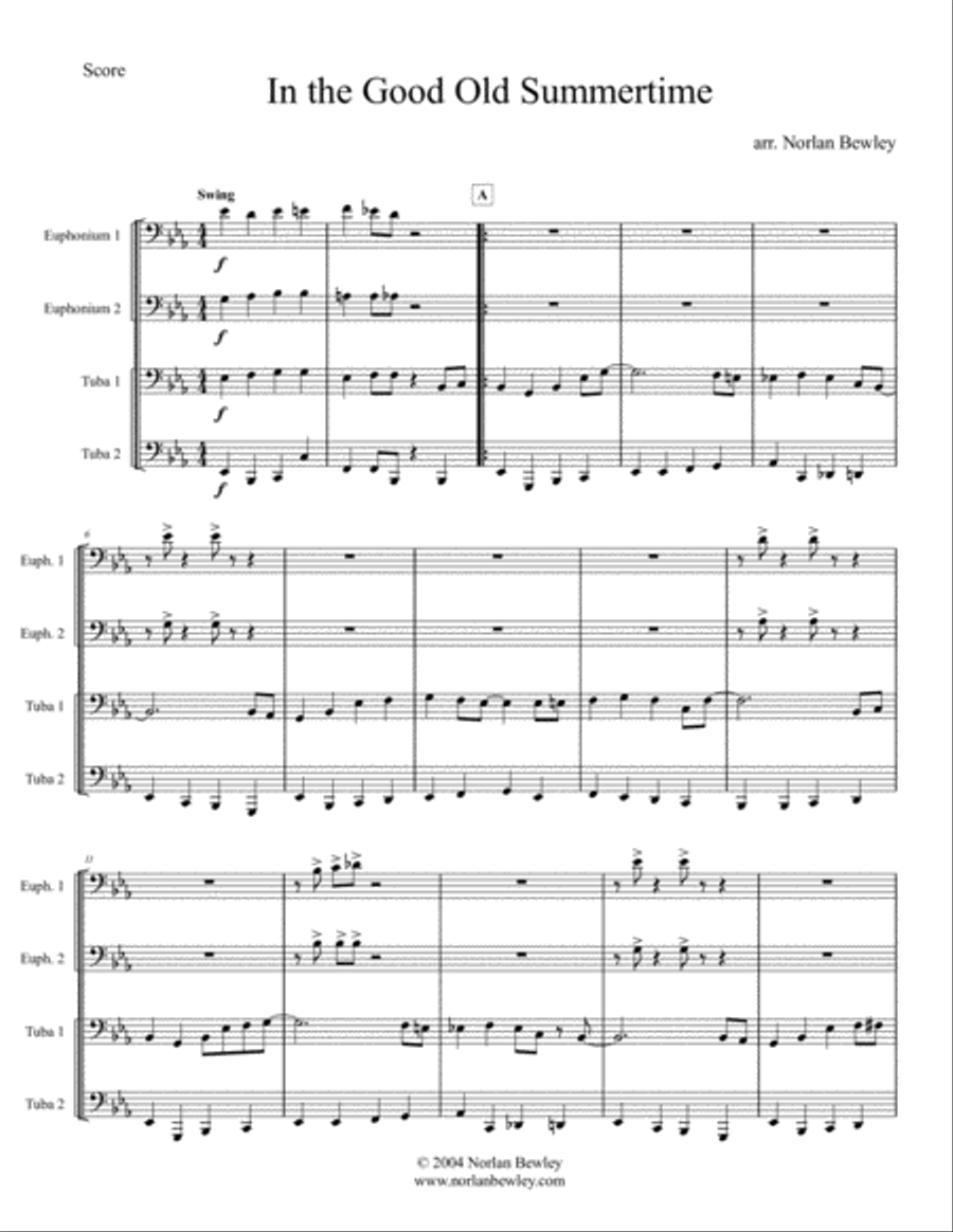 In The Good Ole Summertime - Tuba/Euphonium Quartet Brass Ensemble scores gallery preview page 1