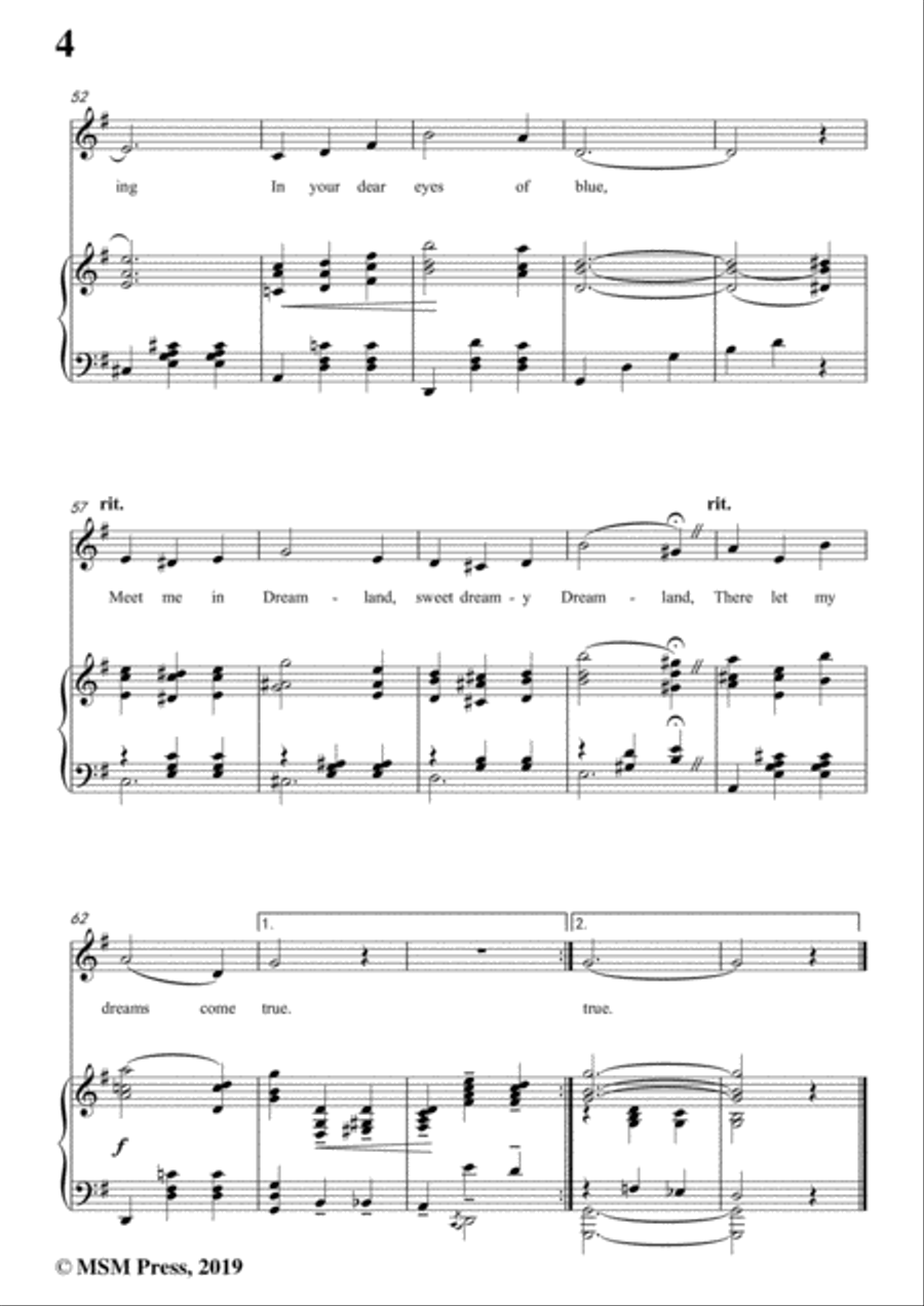 Leo Friedman-Meet Me Tonight in Dreamland,in G Major,for Voic&Piano Voice scores gallery preview page 6