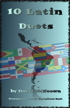 Book cover for 10 Latin Duets, for Trumpet and Tenor Saxophone