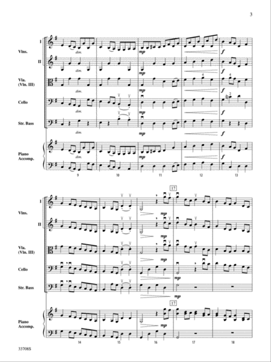 Brandenburg Concerto No. 3 (First Movement) String Orchestra scores gallery preview page 3
