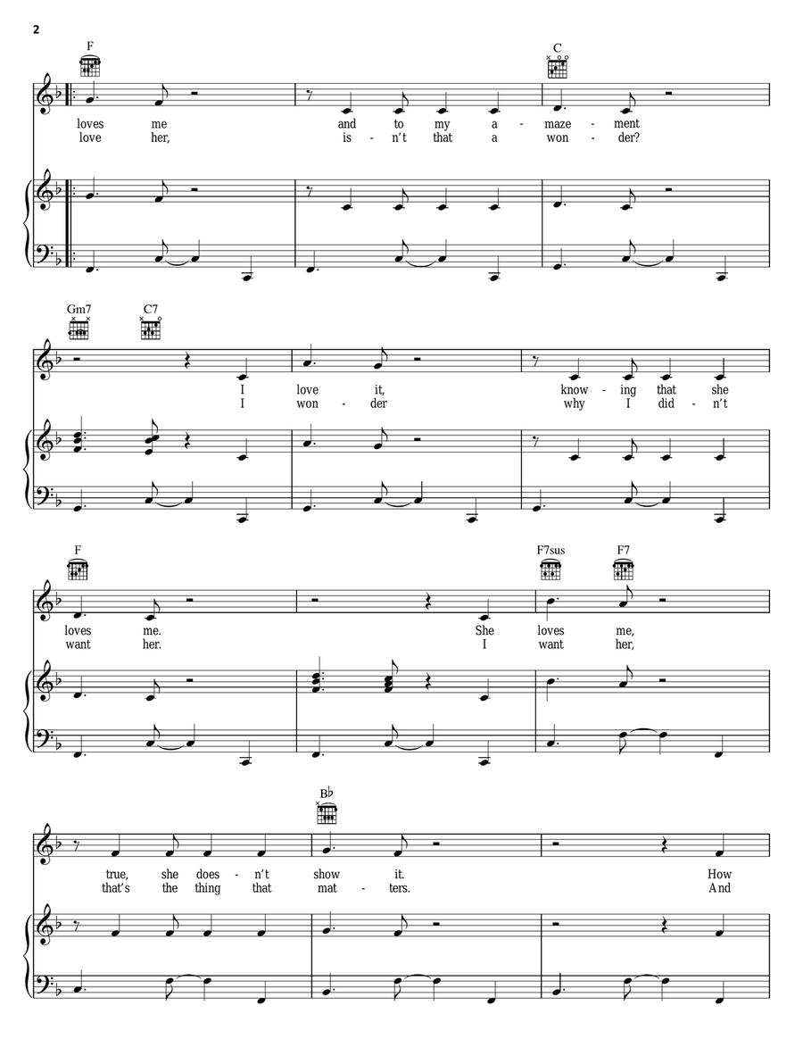She Loves Me Piano, Vocal, Guitar scores gallery preview page 2