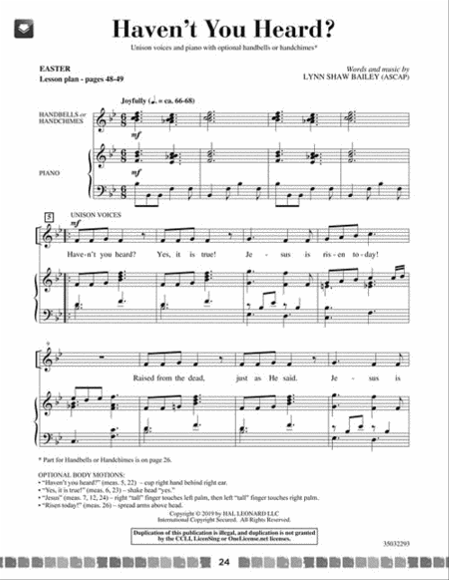 Sing and Celebrate 8! Sacred Songs for Young Voices Unison Choir scores gallery preview page 6