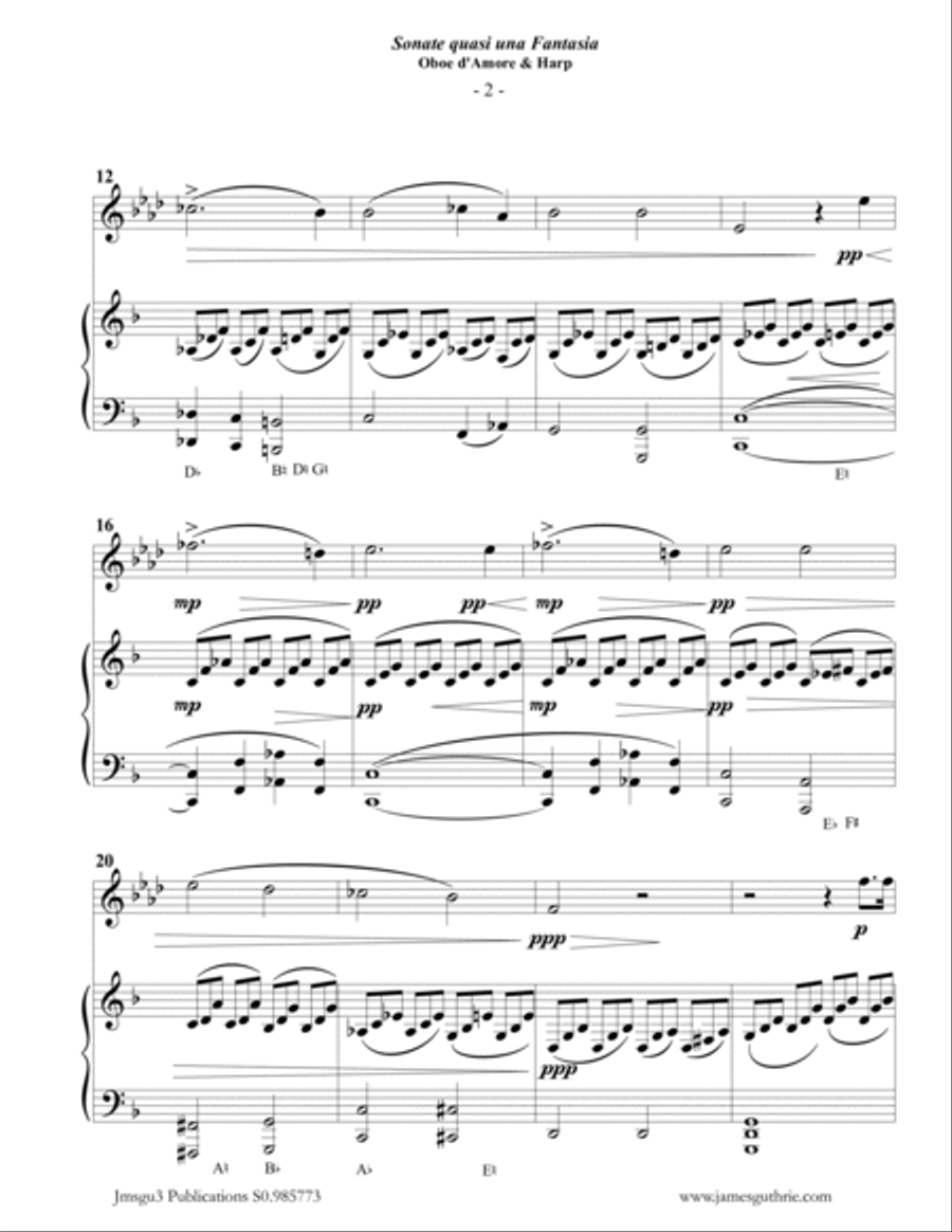 Beethoven: Adagio from the Moonlight Sonata for Oboe d'Amore & Harp Harp scores gallery preview page 2