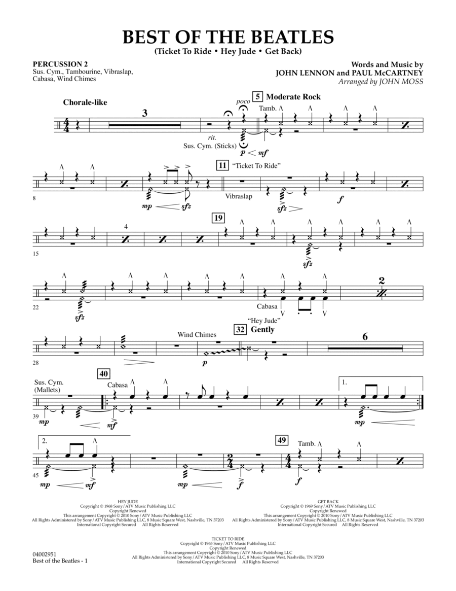 Best of The Beatles (arr. John Moss) - Percussion 2