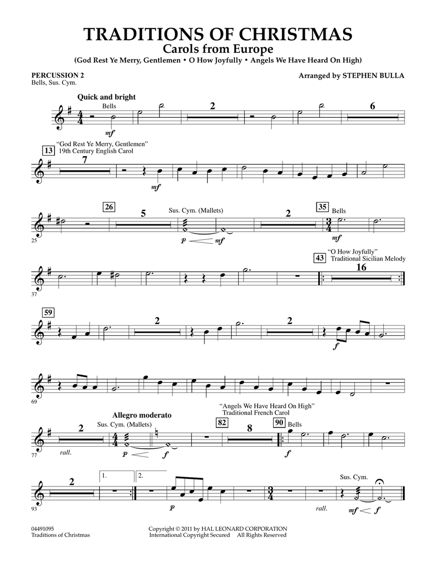 Traditions Of Christmas (Carols From Europe) - Percussion 2 Orchestra scores gallery preview page 1