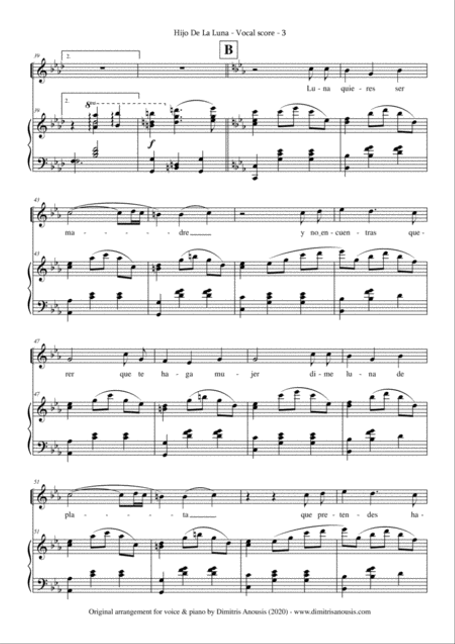 Hijo De La Luna Soprano Voice scores gallery preview page 5