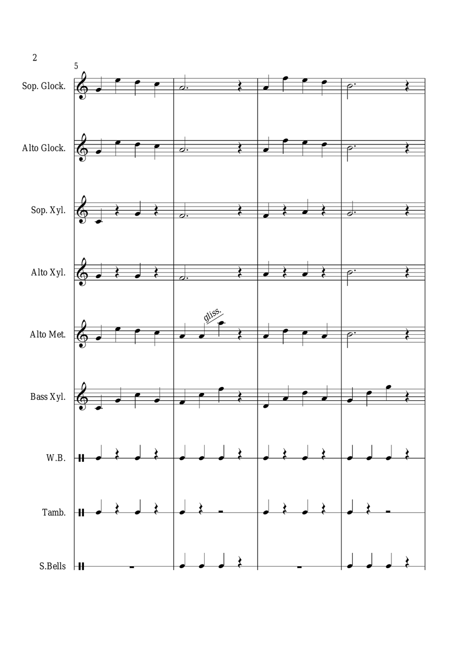 Jingle Bells - For Orff Ensemble Percussion Ensemble scores gallery preview page 2
