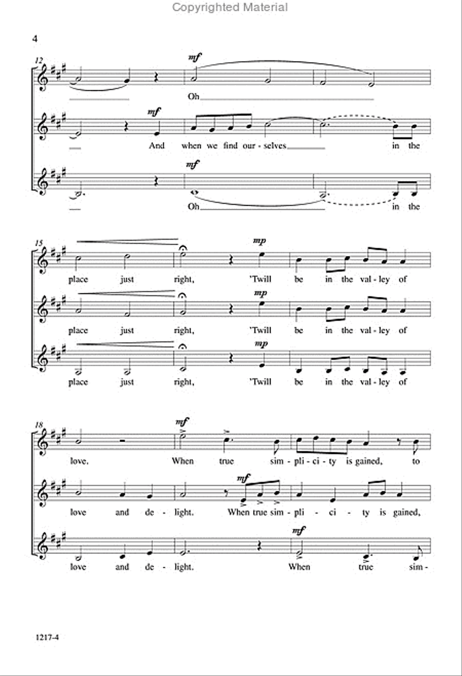 Simple Gifts - SSA Octavo SSA scores gallery preview page 3