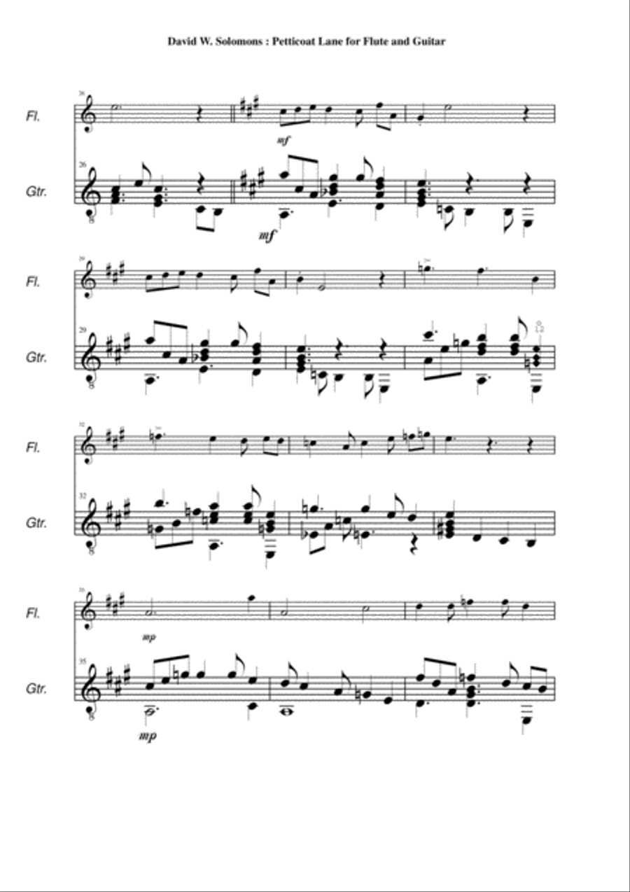 David Warin Solomons: Petticoat Lane for flute and guitar Flute scores gallery preview page 4