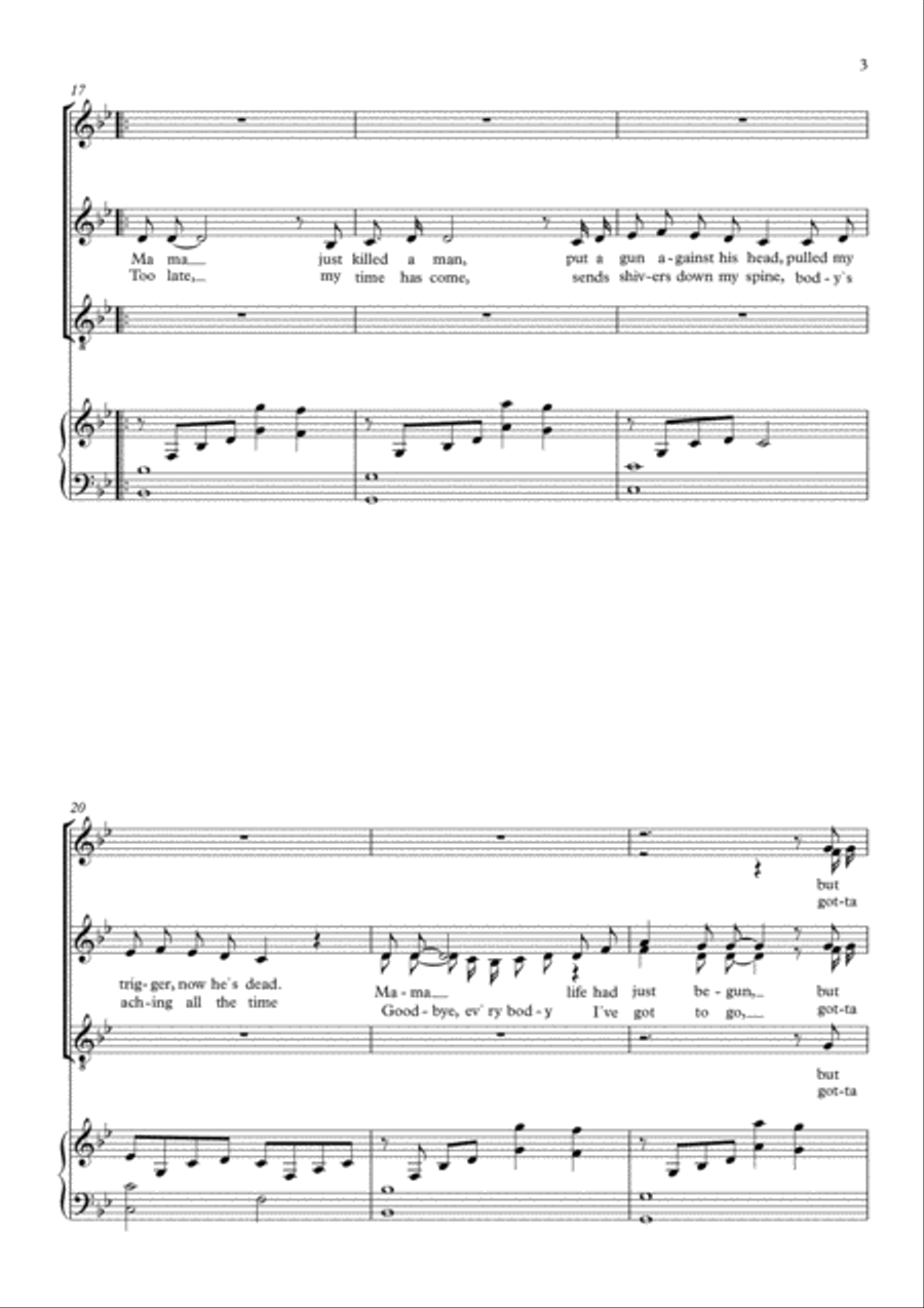 Bohemian Rhapsody 4-Part scores gallery preview page 3