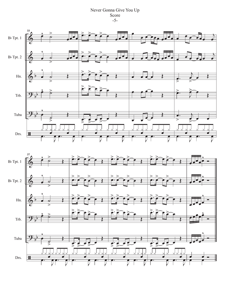Never Gonna Give You Up Small Ensemble scores gallery preview page 6