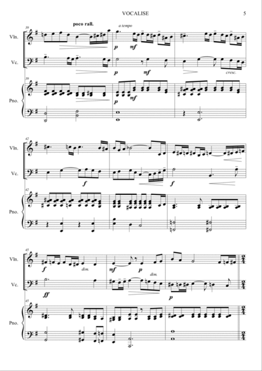 Vocalise Op.34, No.14 Piano Trio scores gallery preview page 5