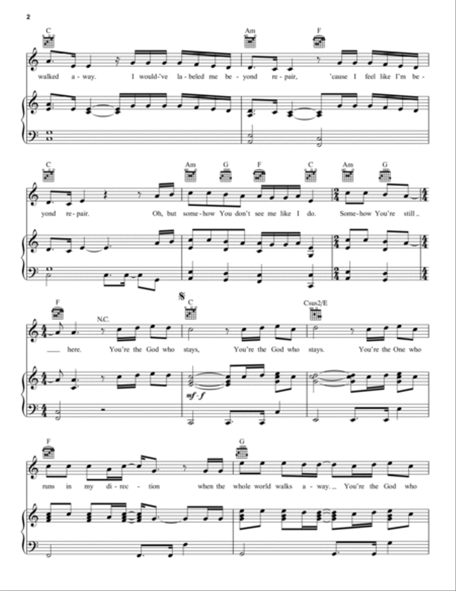 The God Who Stays The God Who Stays Piano, Vocal, Guitar scores gallery preview page 2